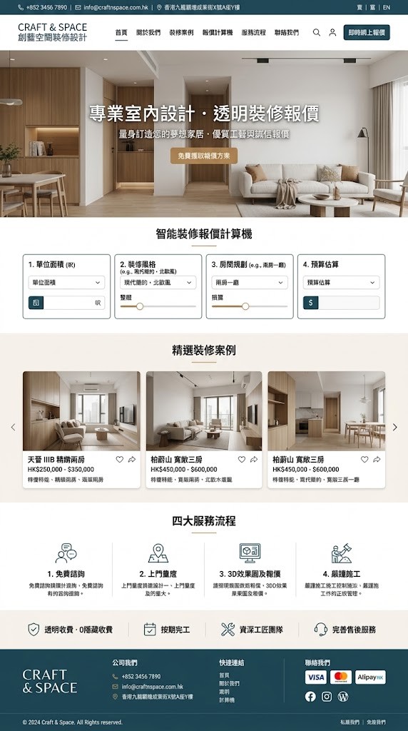 裝修公司報價落地頁案例：裝修公司網頁設計與報價計算機