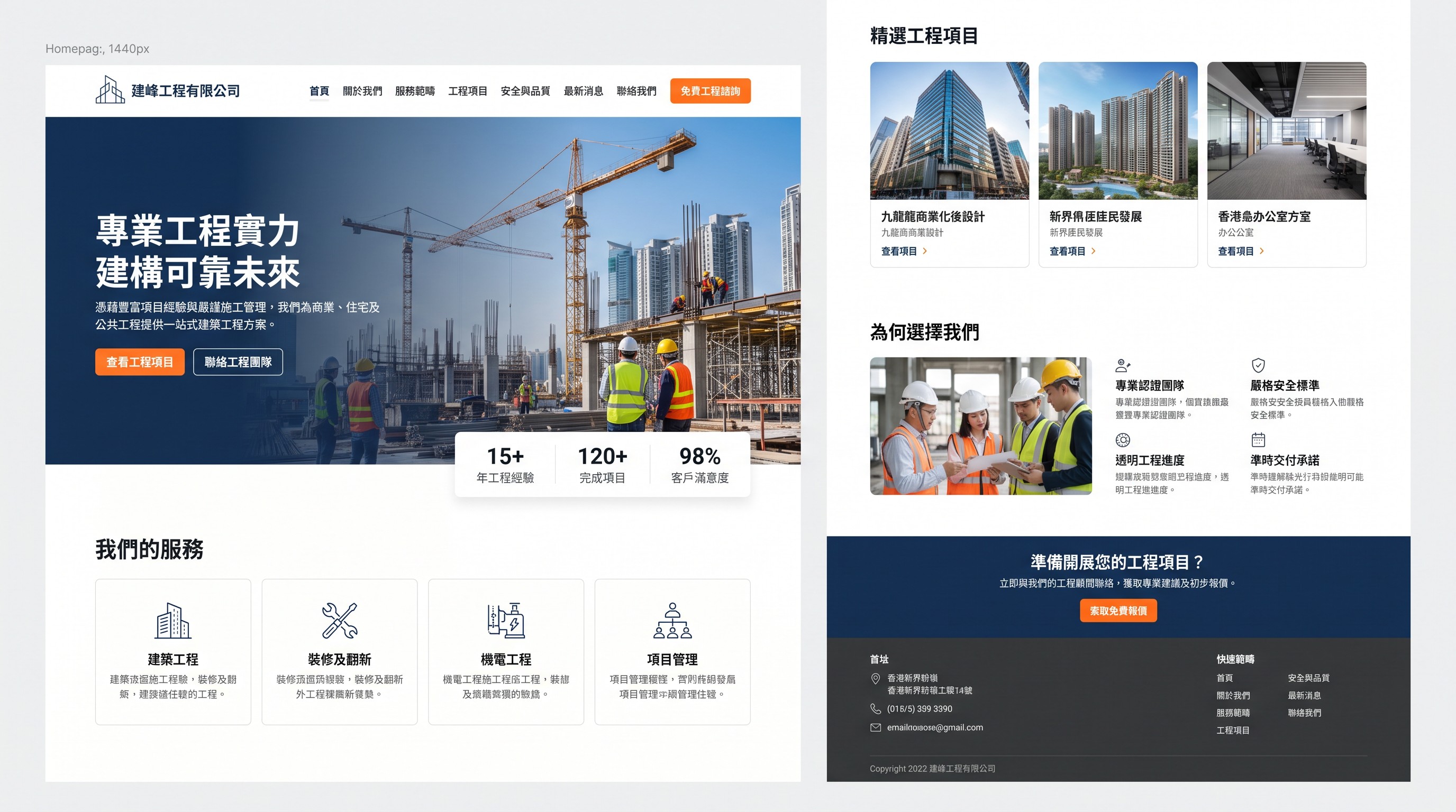 建築工程公司網站設計案例：工程公司網頁設計與項目案例展示